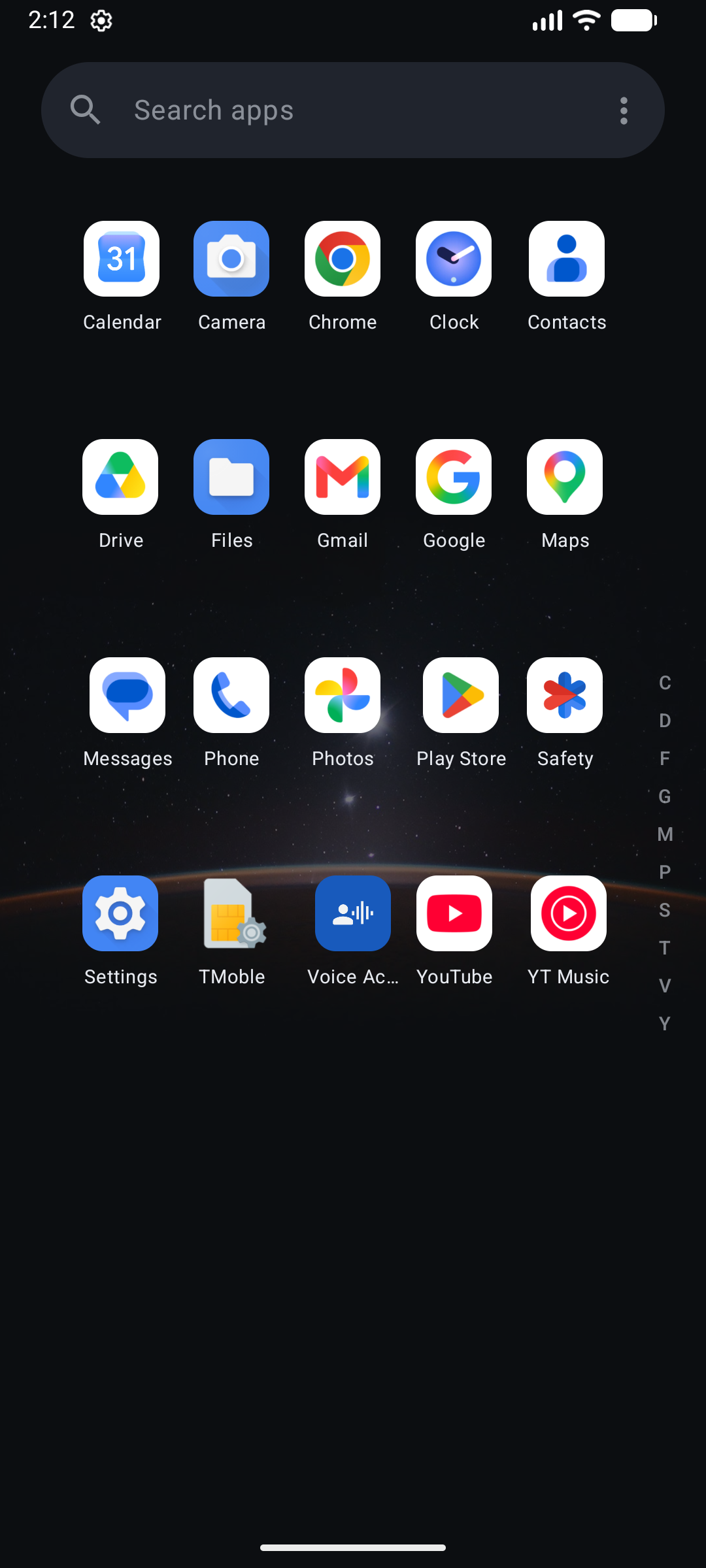 App drawer in grid view